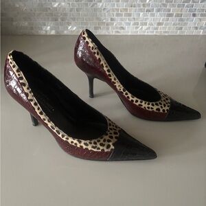 Donald J. Pliner Red and Black Leopard Heels